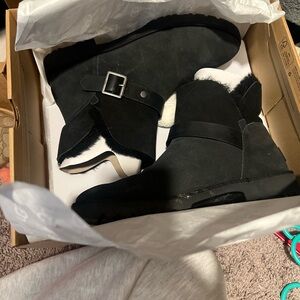 UGG Black Shearling Buckle Boots